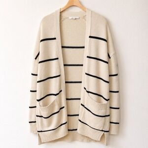 Splendid Navy Cream Striped Open Front Cardigan XS Coastal Preppy Minimalist